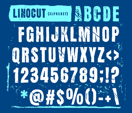 Engraved alphabet set illustration. Vector illustration of linocut alphabet.のイラスト素材