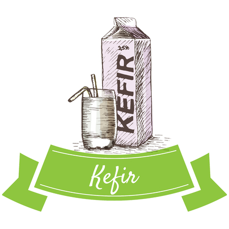 Kefir colorful illustration. Vector illustration of breakfast.のイラスト素材