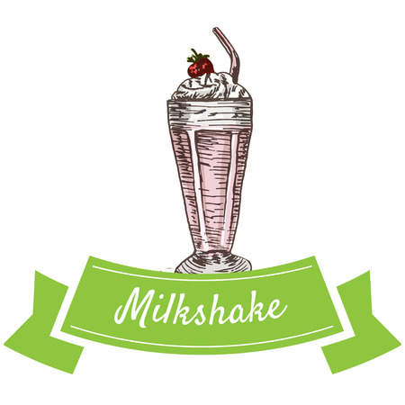 Milkshake colorful illustration. Vector illustration of breakfast.のイラスト素材
