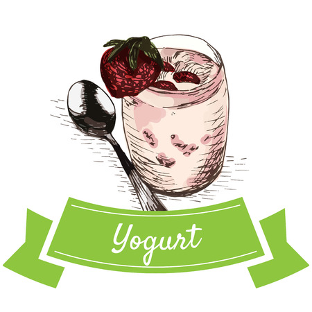 Yogurt colorful illustration. Vector illustration of breakfast.のイラスト素材