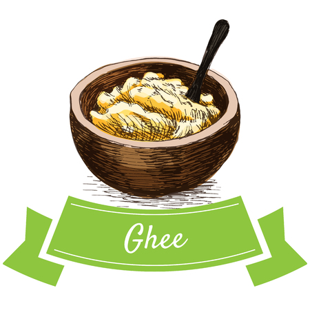 Ghee colorful illustration. Vector illustration of breakfast.のイラスト素材