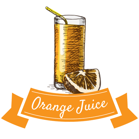 Orange juice colorful illustration. Vector illustration of breakfast.のイラスト素材