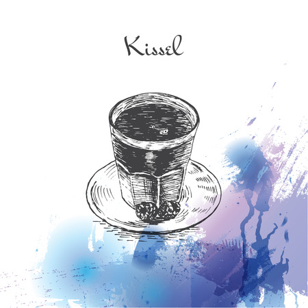 Kissel watercolor effect illustration. Vector illustration of Russian cuisine.のイラスト素材