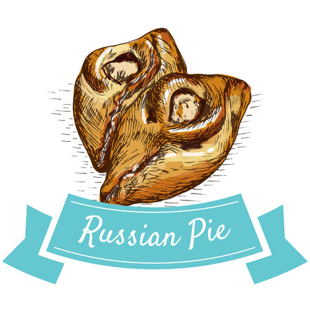Russian Pie colorful illustration. Vector illustration of Russian cuisine.のイラスト素材