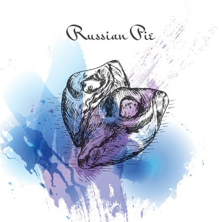 Russian Pie watercolor effect illustration. Vector illustration of Russian cuisine.のイラスト素材
