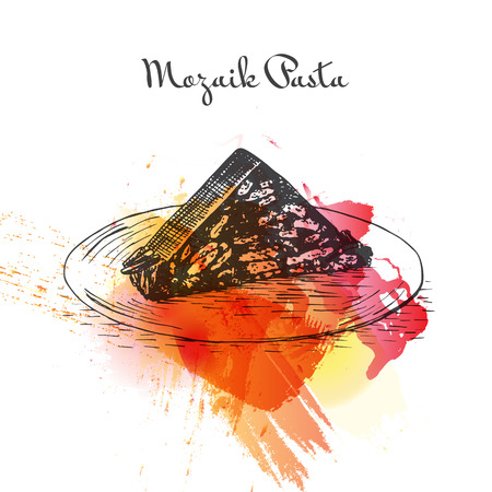 Mozaik Pasta watercolor effect illustration. Vector illustration of Turkish cuisine.のイラスト素材