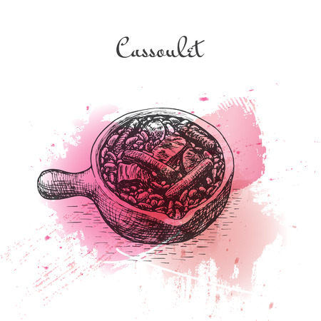 Cassoulet watercolor effect illustration. Vector illustration of French cuisine.のイラスト素材