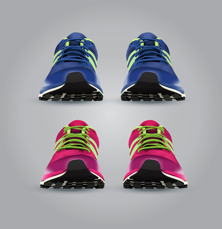 Vector illustration of sport sneakers. Realistic illustration of sport shoes.のイラスト素材