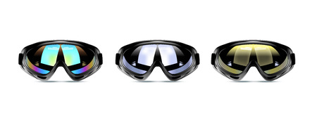 Vector illustration of winter ski goggles for men. Realistic illustration of sport glasses.のイラスト素材