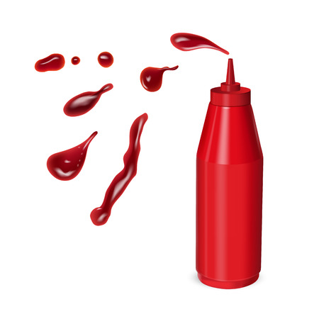 Vector realistic colorful illustration of ketchup. Vector illustration of food.のイラスト素材