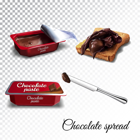 Vector realistic illustration of chocolate spread. Colorful objects on a transparent background.のイラスト素材