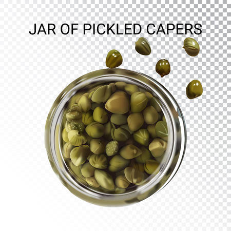 Vector realistic illustration of pickled capers. Colorful objects on a transparent background.のイラスト素材