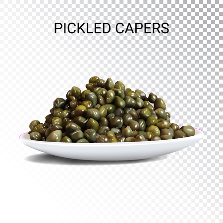 Vector realistic illustration of pickled capers. Colorful objects on a transparent background.のイラスト素材