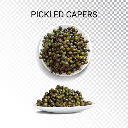Vector realistic illustration of pickled capers. Colorful objects on a transparent background.のイラスト素材