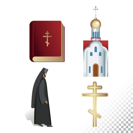 Vector flat icon illustration of symbolizing Orthodoxy. Colorful objects on a transparent background.のイラスト素材