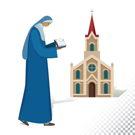 Vector flat icon illustration of symbolizing Catholicism. Colorful objects on a transparent background.のイラスト素材