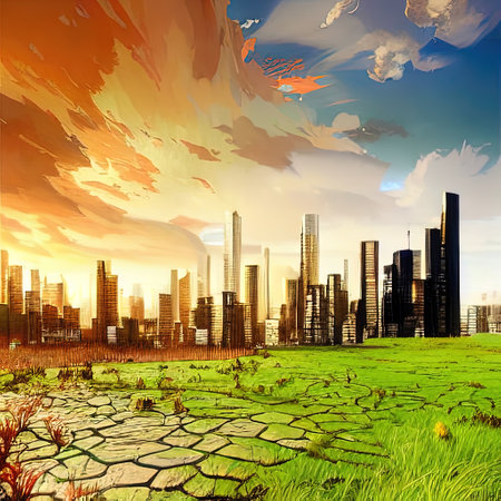 illustration concept human impact on ecology. High quality Illustration