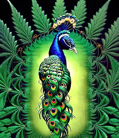 psychedelic peacock illustration. high quality illustrationの写真素材
