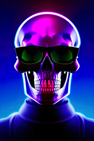 Skull avatar illustration in cyberpunk style. high quality illustrationの写真素材