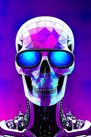 Skull avatar illustration in cyberpunk style. high quality illustrationの写真素材