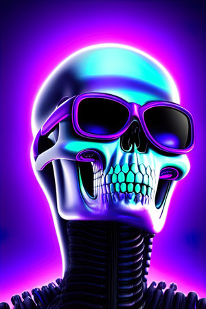 Skull avatar illustration in cyberpunk style. high quality illustrationの写真素材