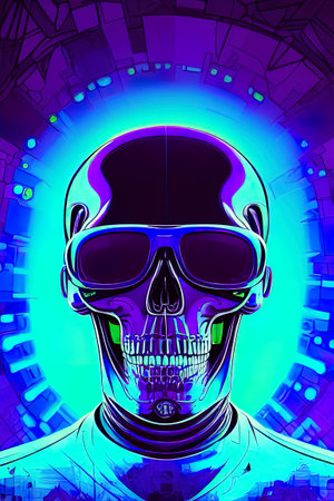 Skull avatar illustration in cyberpunk style. high quality illustrationの写真素材