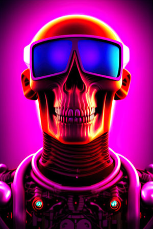 Skull avatar illustration in cyberpunk style. high quality illustrationの写真素材