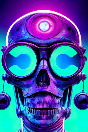 Skull avatar illustration in cyberpunk style. high quality illustrationの写真素材