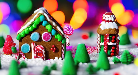 gingerbread house, christmas house, beautiful christmas composition. high quality illustration
