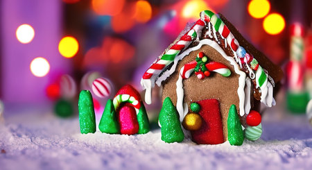 gingerbread house, christmas house, beautiful christmas composition. high quality illustrationの写真素材