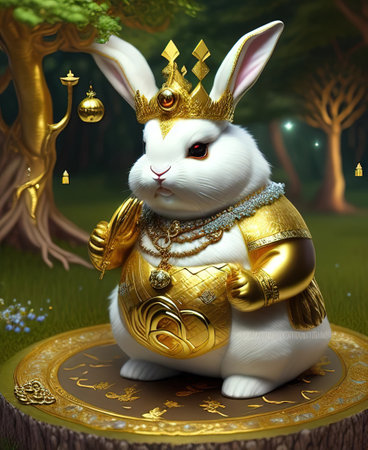 Rabbit deity fat figure Cute elegant furry. high quality illustrationの写真素材