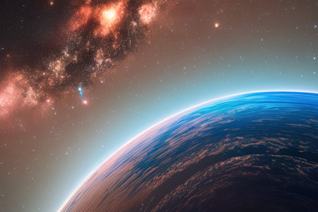 a lone galaxy, in space, wide angle. AI generated. high quality illustrationの素材
