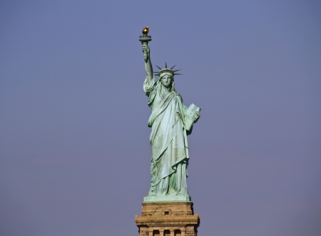 Statue of Liberty in cloudy winter day - New York City, United States の写真素材