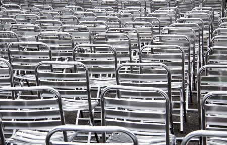 Rows of chairs for outdoor, concert open air events の写真素材