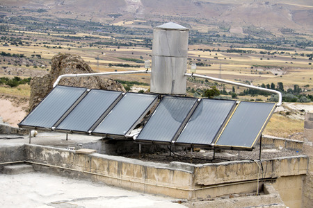 Solar panels on top of a roof