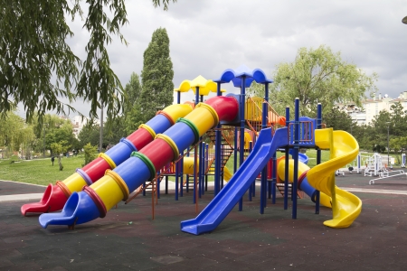 children playground in park の写真素材
