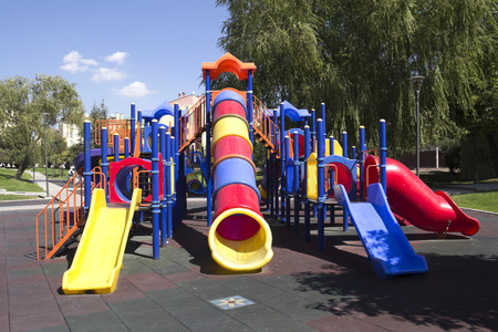 An image of a colorful children playground, no children