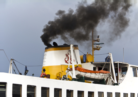 City passenger ferry sails in Bosborus Sea in Istanbul. Nearly 150,000 passengers use ferryboat...