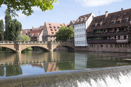 Nuremberg, Germany old town on the River Pegnitz.の写真素材