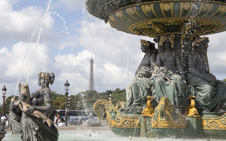 PARIS, FRANCE: View of the Place de la Concorde at Sunset- one of the major public squares in Paris.のeditorial素材