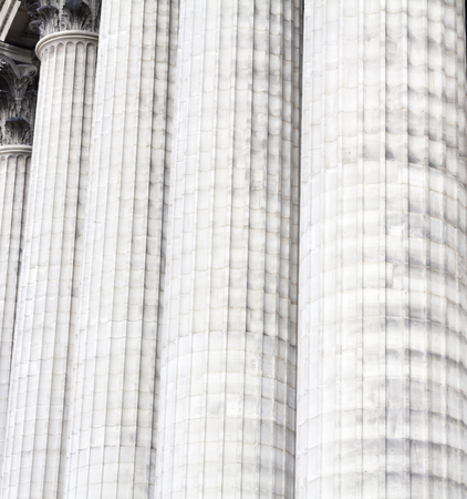 Closeup of the columns at the Madeleine church in Paris