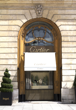 Cartier shop in place Vendome in Paris. The company with its headquarters in Paris, is now a wholly owned subsidiary of Compagnie Richemont SA Financiairのeditorial素材
