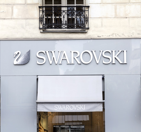 Swarovski logo. Swarovski is an Austrian company.のeditorial素材