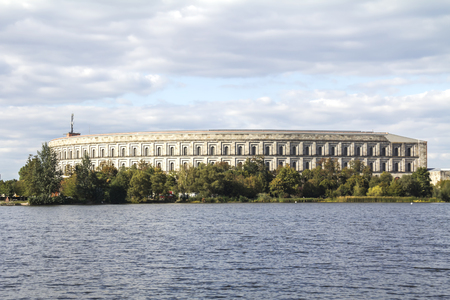 Germany, Nuremberg, Panoramic view with Congress Hall (Kongresshalle) and Documentation Center as part of the former Nazi party rally grounds. (Reichsparteitag)のeditorial素材
