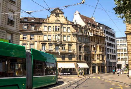Basel, SWITZERLAND : City tram in Basel in a beautiful summer day, Switzerland