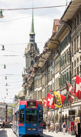 Bern city. It is a popular shopping street and medieval city centre of Bern, Switzerlandのeditorial素材
