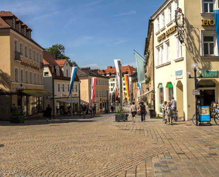 BAYREUTH, GERMANY - July 10, 2019: Bavarian Town Bayreuth, Downtown Bayreuth (old town)-Maximilianstrasseのeditorial素材