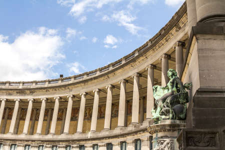 Triumphal Arch in Parc du Cinquantenaire (Park of the Fiftieth Anniversary) in European Quarter in Brussels, Belgium. Architecture and landmarks of Brussels (Bruxelles). Cityscape of Brussels.のeditorial素材