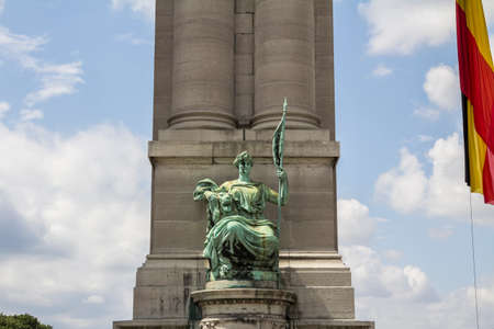 Triumphal Arch in Parc du Cinquantenaire (Park of the Fiftieth Anniversary) in European Quarter in Brussels, Belgium. Architecture and landmarks of Brussels (Bruxelles). Cityscape of Brussels.のeditorial素材