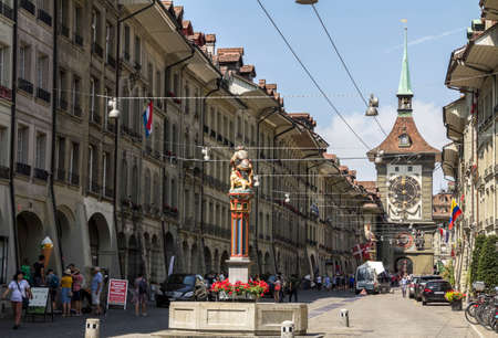 Bern city, unesco world heritage site, It is a popular shopping street and medieval city centre of Bern, Switzerlandのeditorial素材
